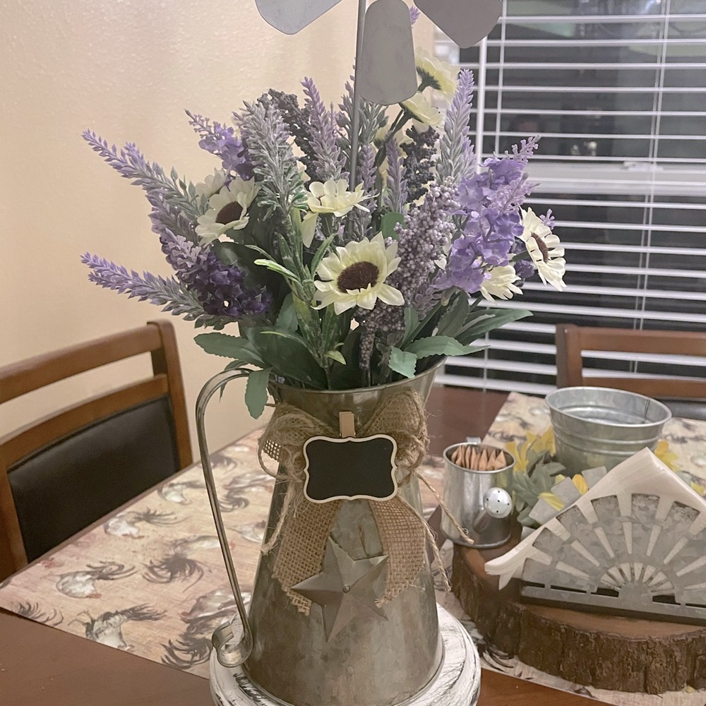 Galvanized Pitcher Floral Arrangement